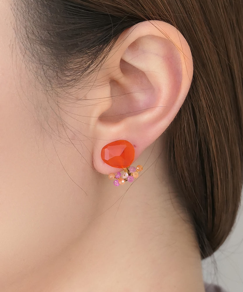 
            
                Load image into Gallery viewer, Fairy clip earrings/carnelian x carnelian, pink sapphire
            
        
