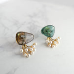 Fairy pierced earrings/tourmaline multicolor x pearl/K10