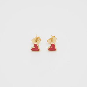 Tiny Red Heart Earrings/K10
