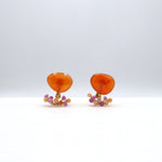 Fairy clip earrings/carnelian x carnelian, pink sapphire