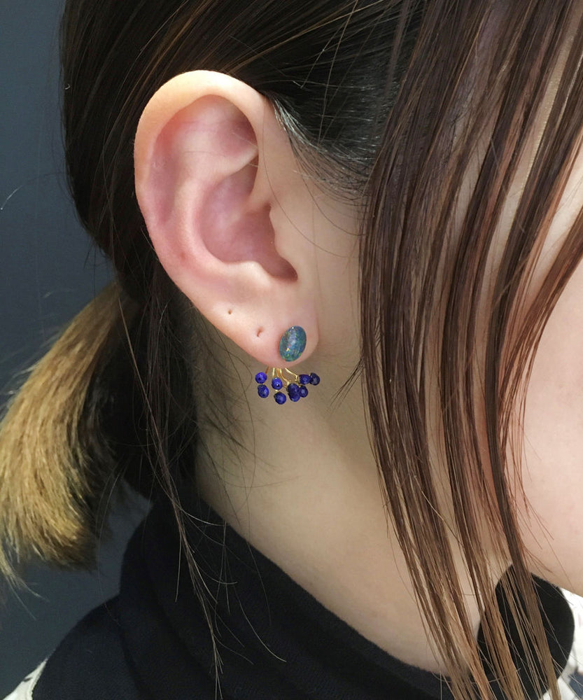 Fairy pierced earrings/smoky quartz x pearl/K10
