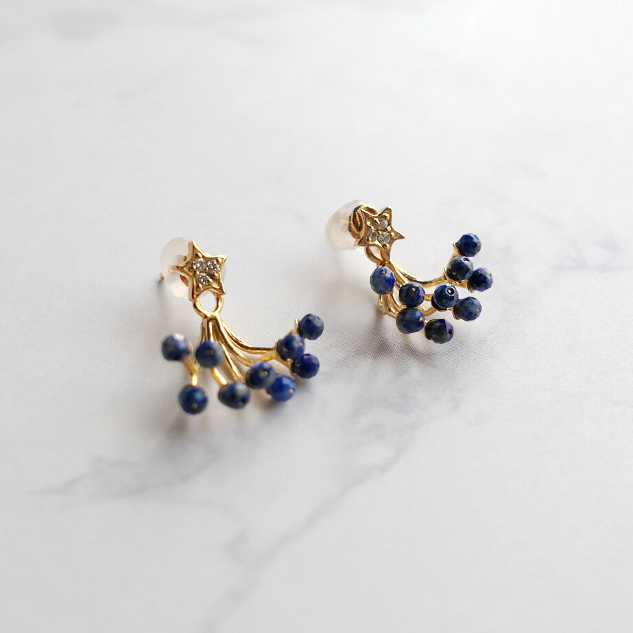 
            
                Load image into Gallery viewer, G&amp;amp;B Limited/Dia Star x Lapis Lazuli earrings/K10
            
        