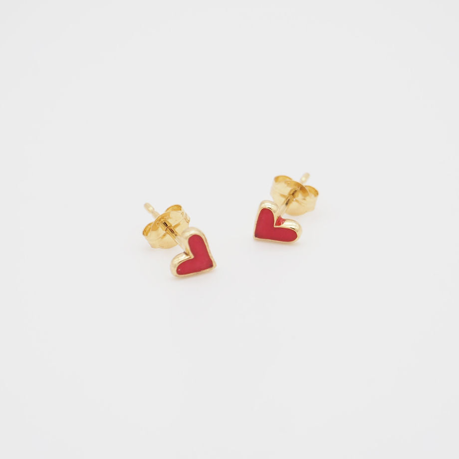 Tiny Red Heart Earrings/K10