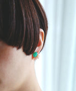 Fairy pierced earrings/chrysopraze x pink opal/K10