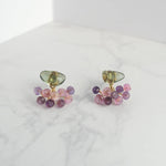 Fairy pierced earrings/green apatite x amethyst, pink sapphire/K10