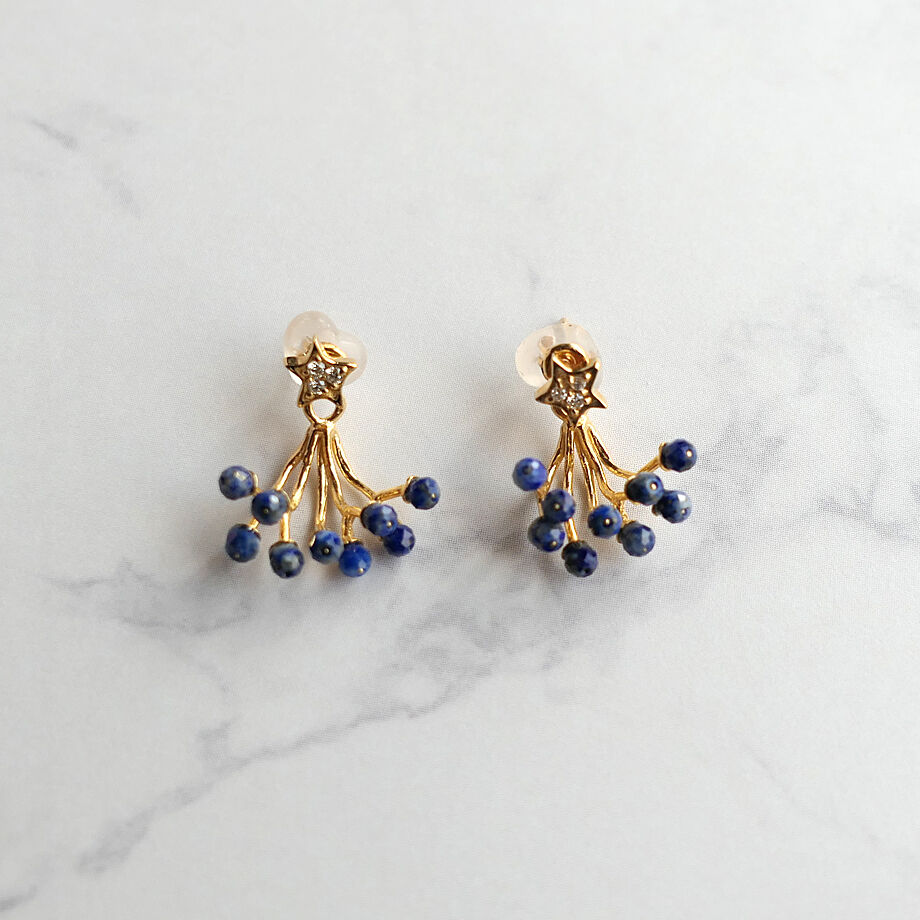 
            
                Load image into Gallery viewer, G&amp;amp;B Limited/Dia Star x Lapis Lazuli earrings/K10
            
        