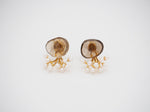 Fairy pierced earrings/smoky quartz x pearl/K10